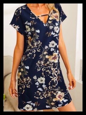 💕Floral Print Batwing Sleeve Tunic Dress NEW💕